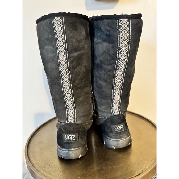 Ultimate Tall Braid 5340 UGG Boots Black Size 10 Good Warm Winter Snow Leather - Picture 3 of 9